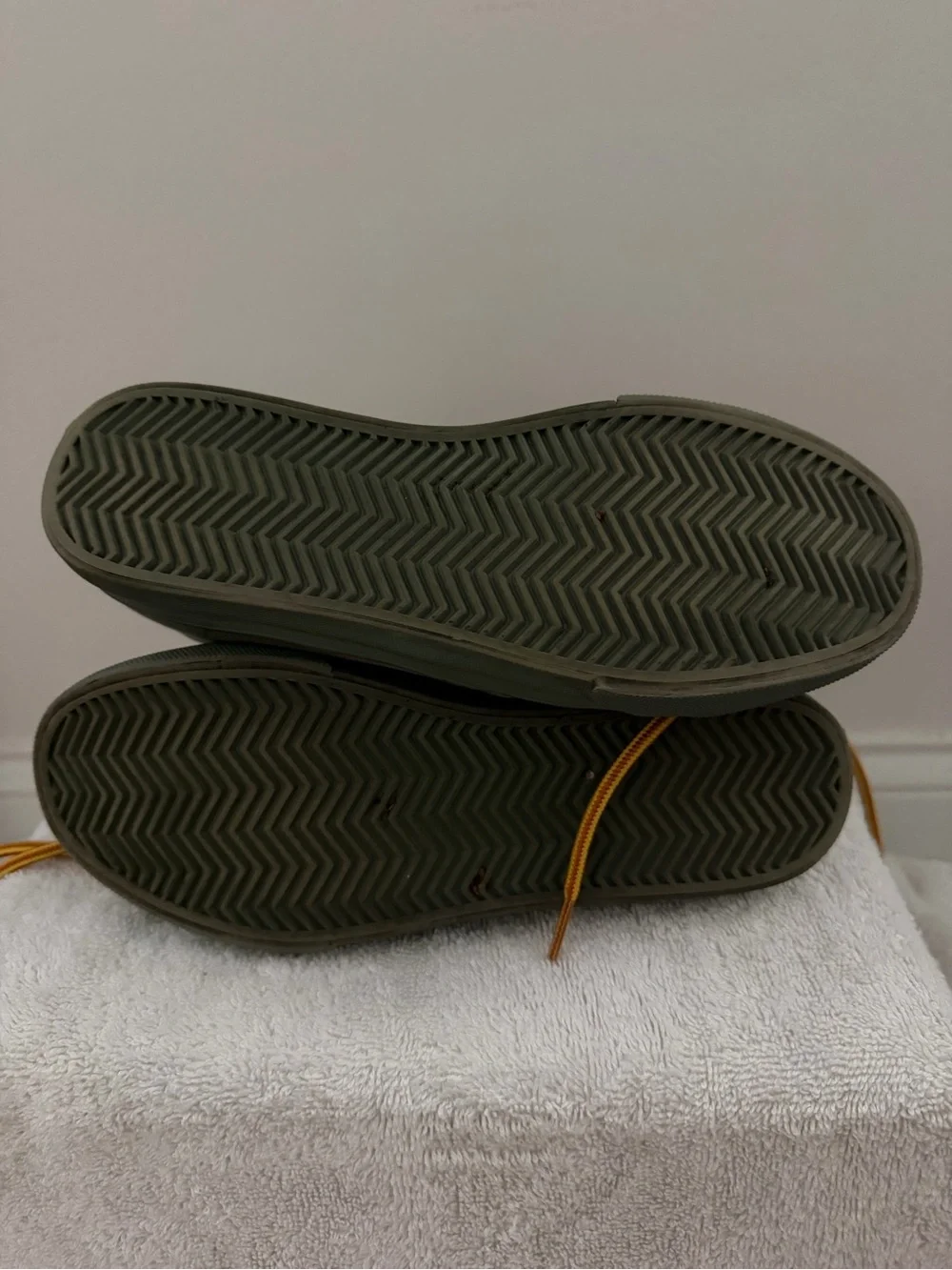 Olive High-Top Canvas Sneakers with Contrast Laces